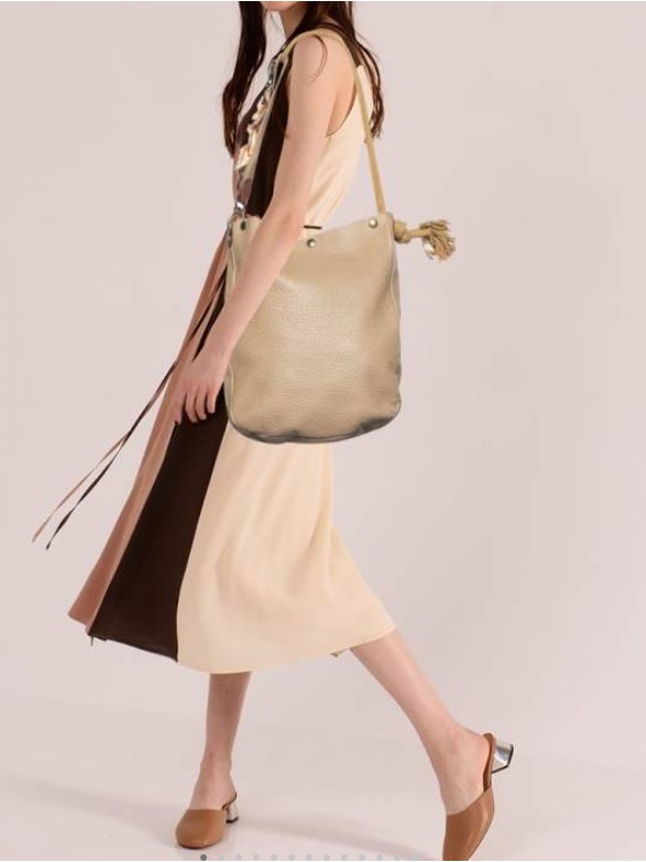 Marni Beige Leather Crystal Embellished Hobo